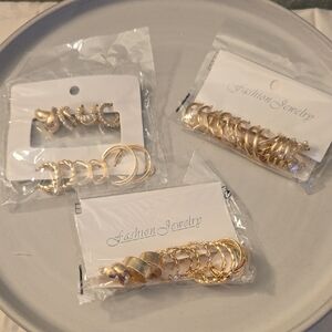Fashion Jewelry Gold-Tone Earring Set - 18 Pairs New